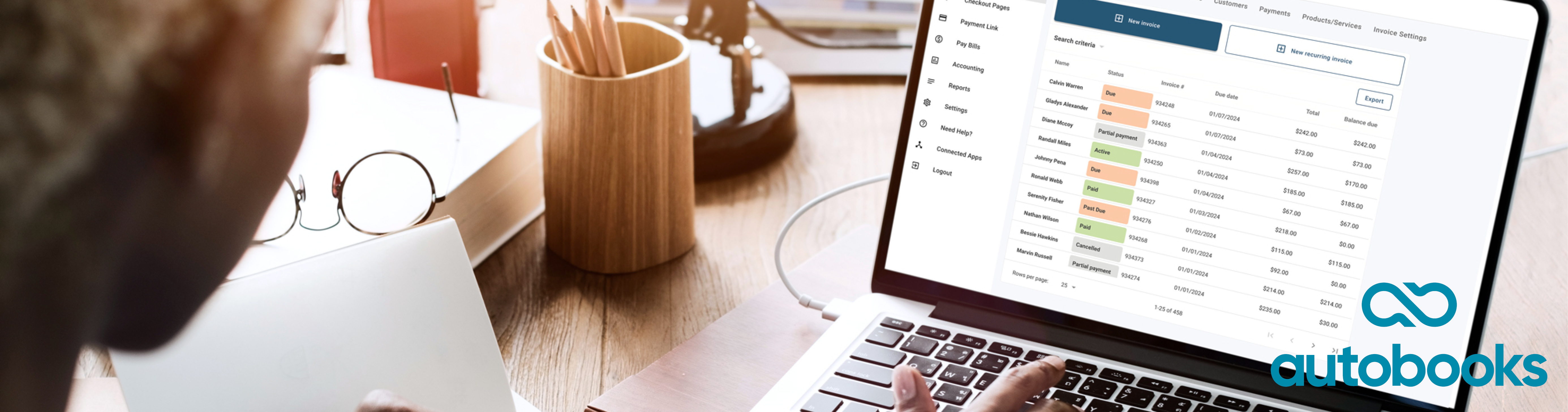 An individual looking at the Autobooks program